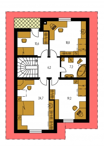Mirror image | Floor plan of second floor - KLASSIK 143